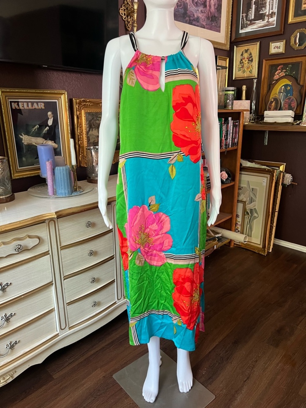 Trina Turk Silk Floral Halter Tie Dress Size 2